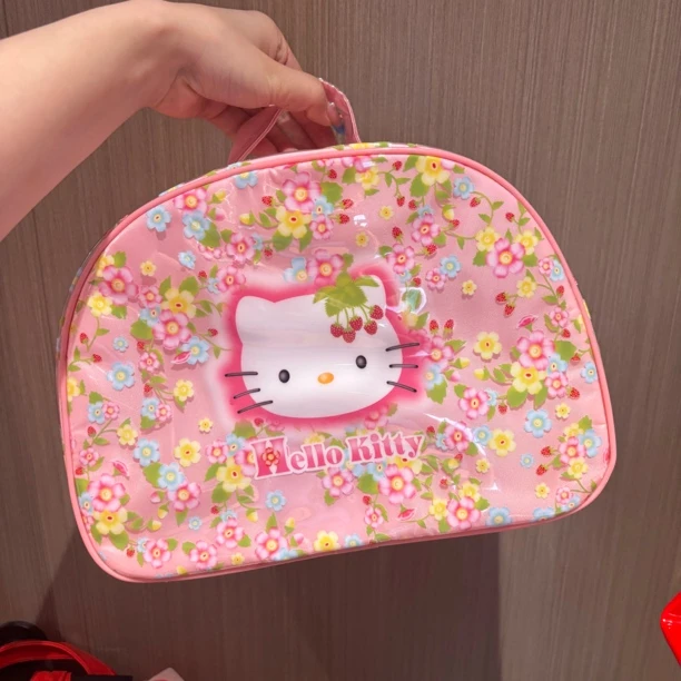 Pvc野草莓kitty巨无霸手提大包化妆包双层