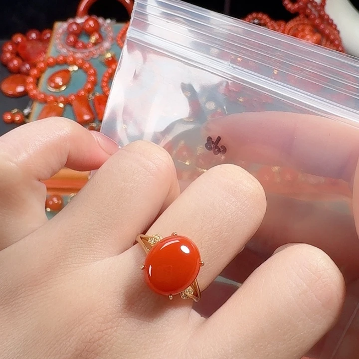 南红玛瑙银S925镶嵌戒指