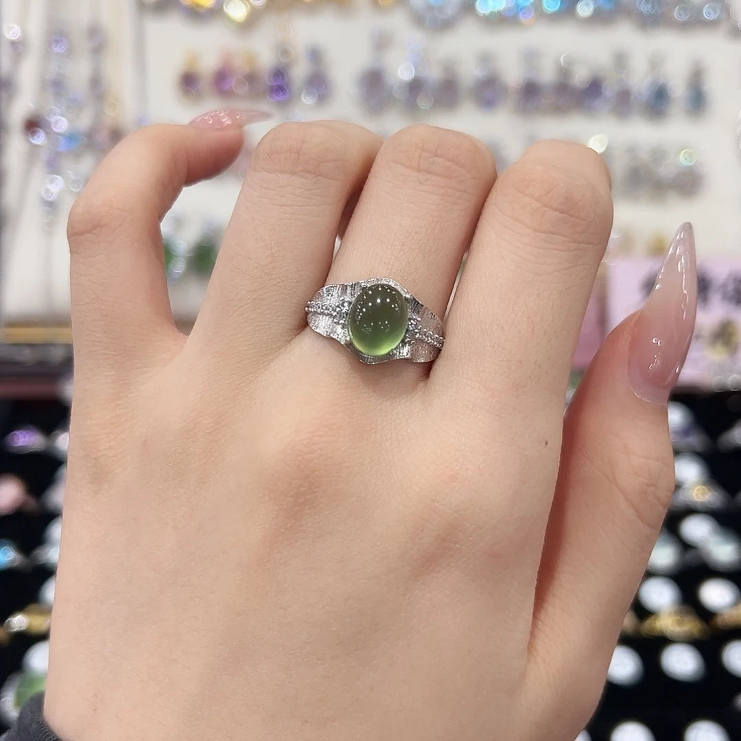 岫玉银S925镶嵌戒指