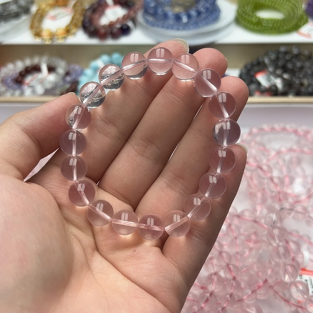 芙蓉石手链未镶嵌l***?星光粉莫粉