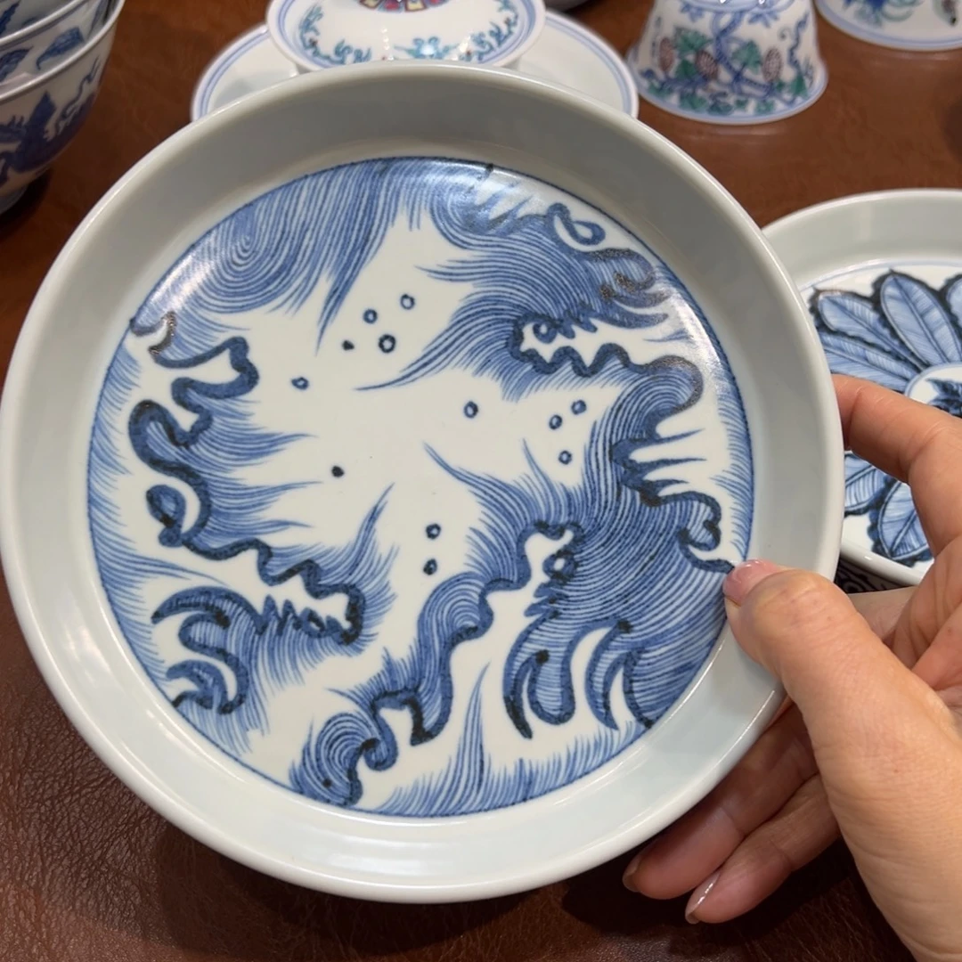 壶承青花亚光釉壶承16厘米