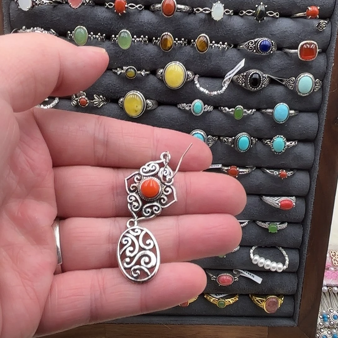 纯银耳钩金属吊坠一对