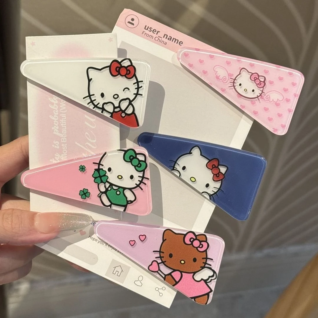 甜美可爱三角形KT猫发夹卡通少女百搭碎发侧边刘海夹日韩软妹发卡