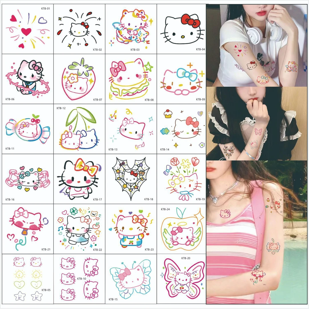 HelloKitty纹身套餐贴纸 彩色防水防汗持久仿真 小清新甜酷花臂