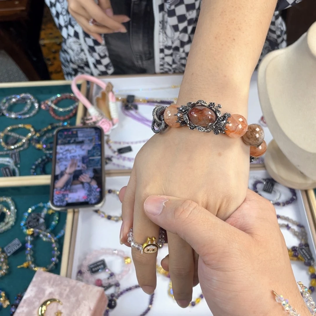 水晶手链银S925镀金镶嵌