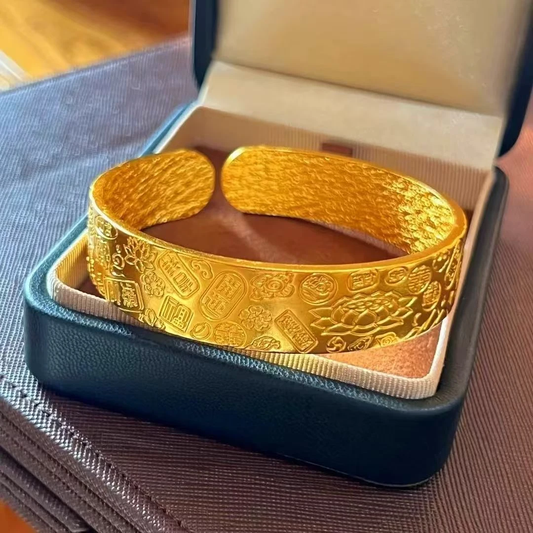 【艳姐专属】 国潮风时尚 复古款合金吉言开口宽版手镯（ZL76960）