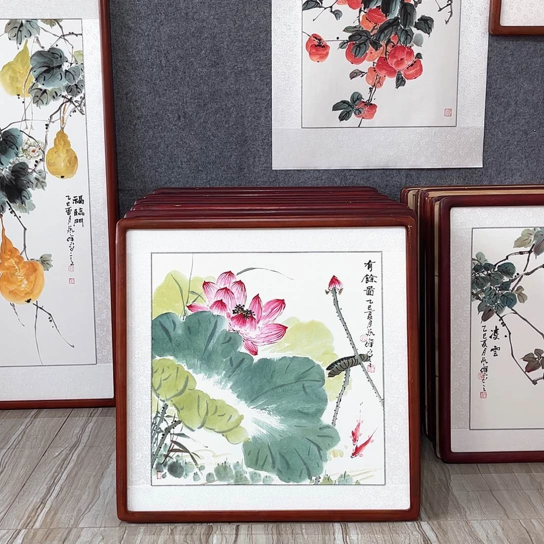 海***星国画书画作品带框63×63厘米