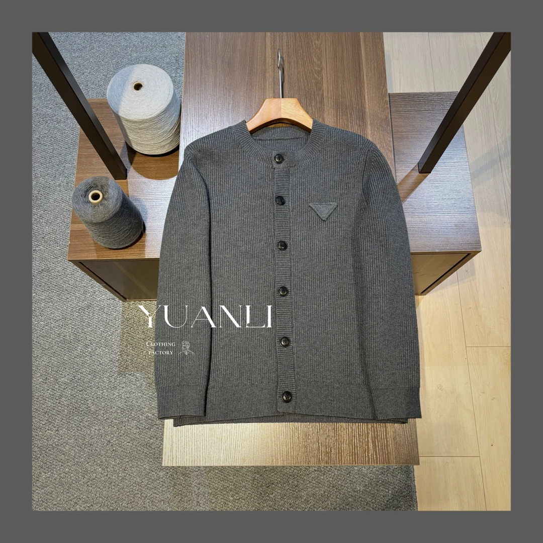 【89103-YL】高奢男装 2024秋冬休闲百搭男士绵羊毛棒球领针织外套