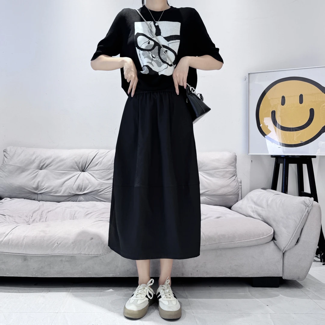【大美丽定制】2025早秋新品 赫本风花苞裙 设计感拼接显瘦半身裙