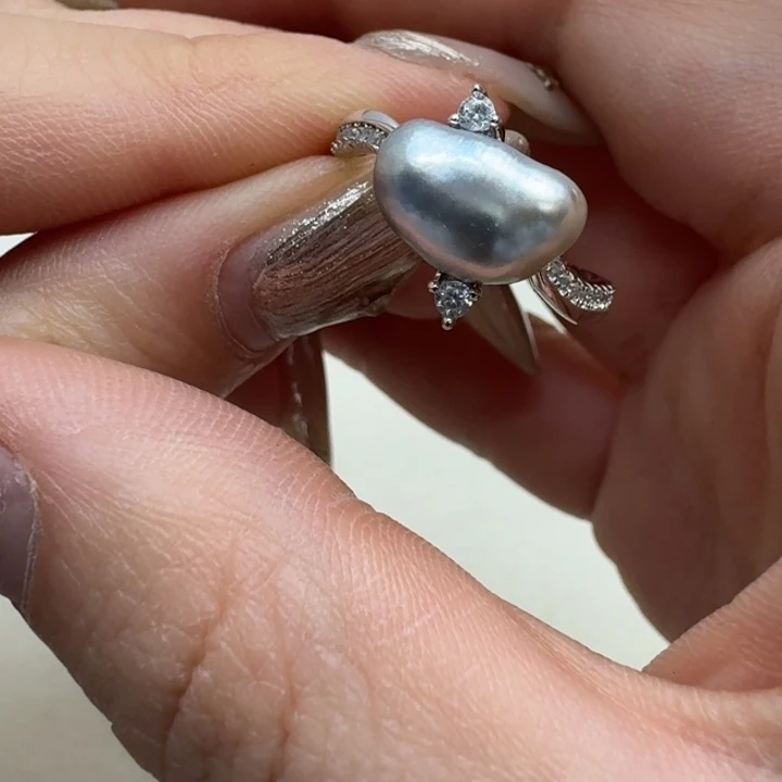 海水珍珠戒指银S925镶嵌
