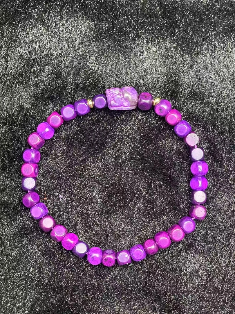 F13丝绒紫貔貅魔方珠手串男女款