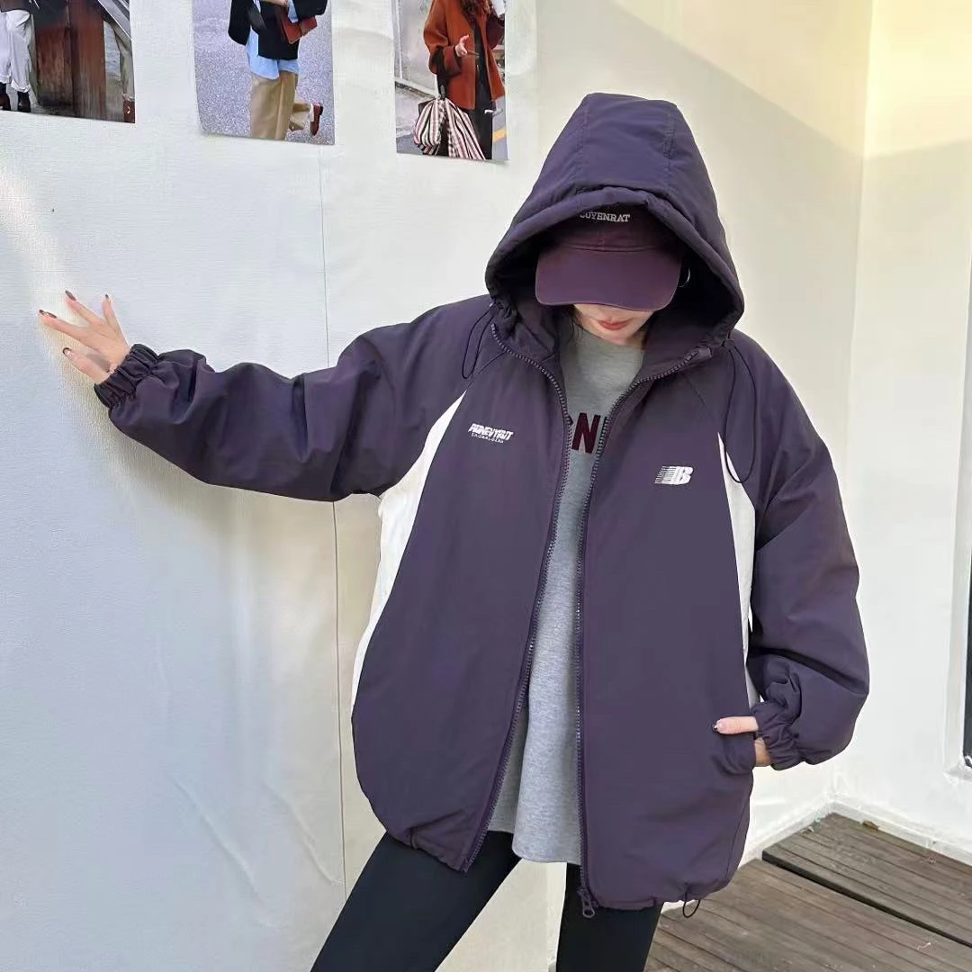 1292 连帽秋冬加厚夹棉冲锋衣外套