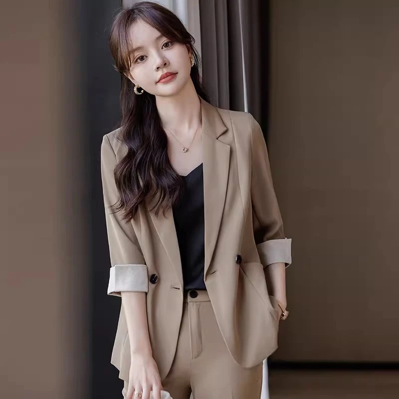 高端西装外套女士夏季薄款2025新款职业洋气气质休闲七分袖西服