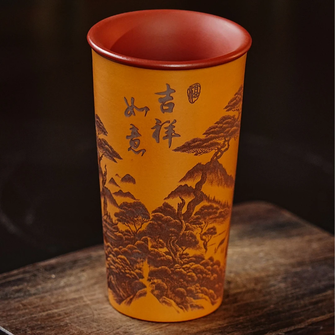 【0128吉祥如意杯】宜兴原矿紫砂全手工主人杯大象茶品茗可乐杯茶具