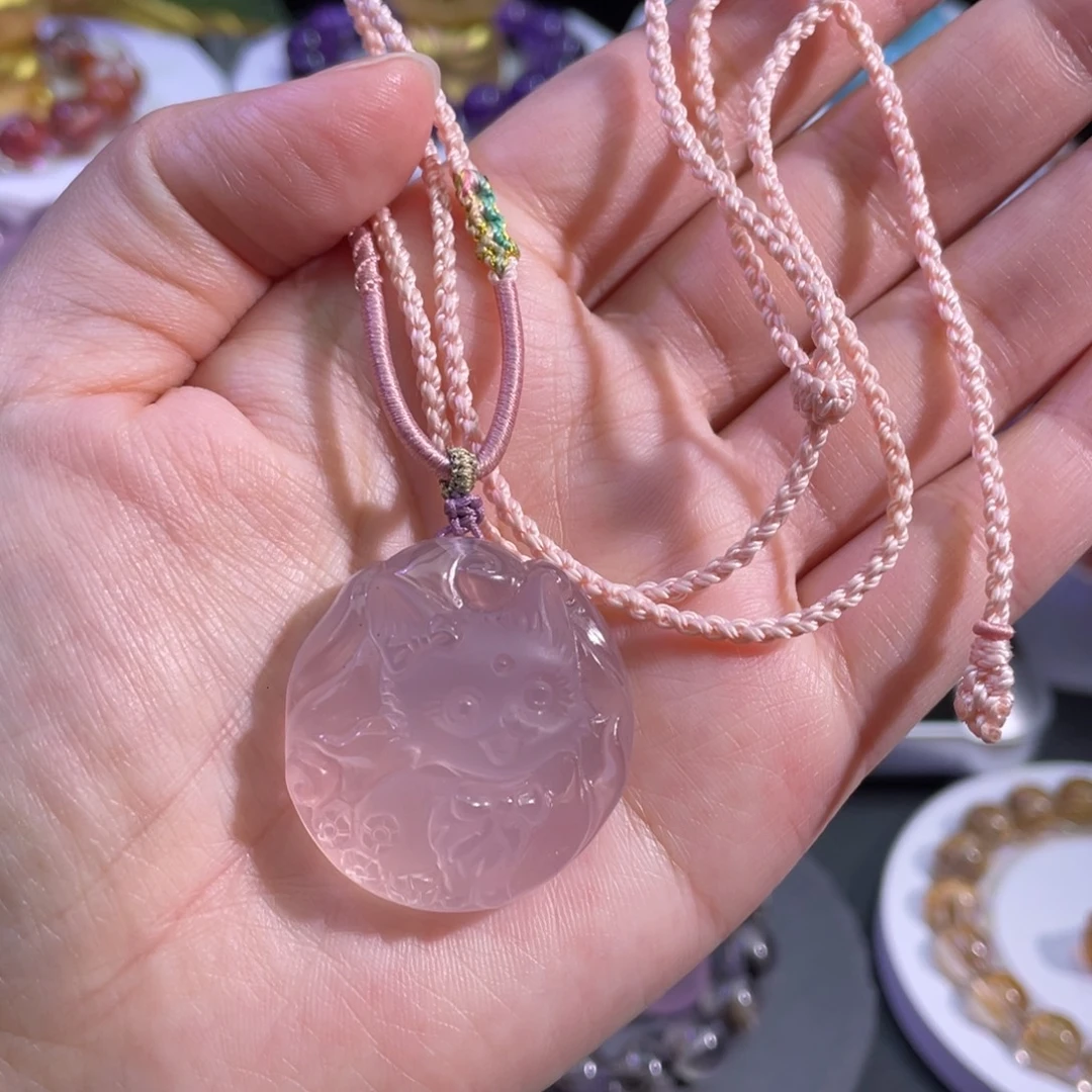 颈饰未镶嵌水晶粉晶九尾吊坠