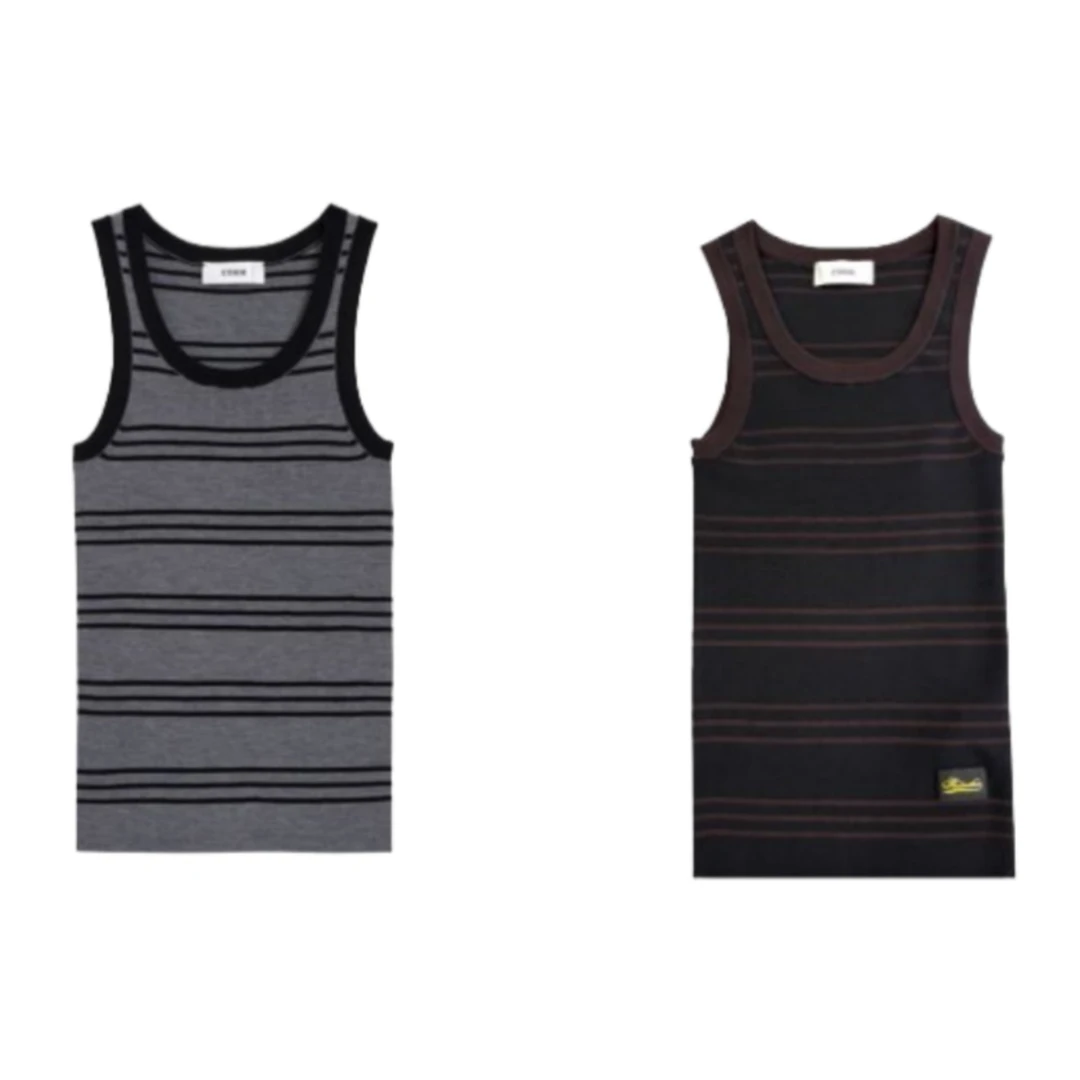 ETHOR  设计师品牌  25秋冬新品条纹针织背心无袖透气通勤