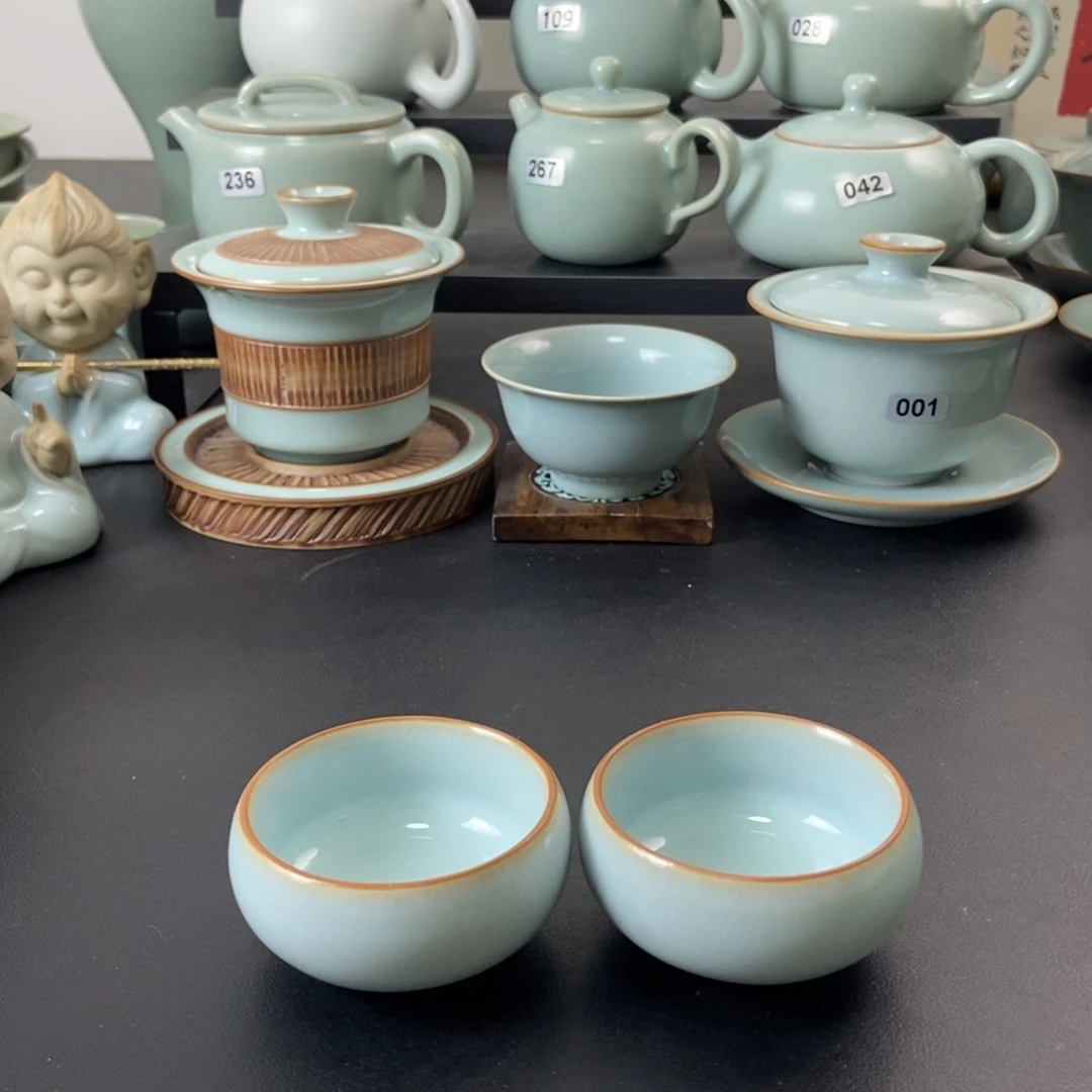 一级品天青釉禅定杯2支