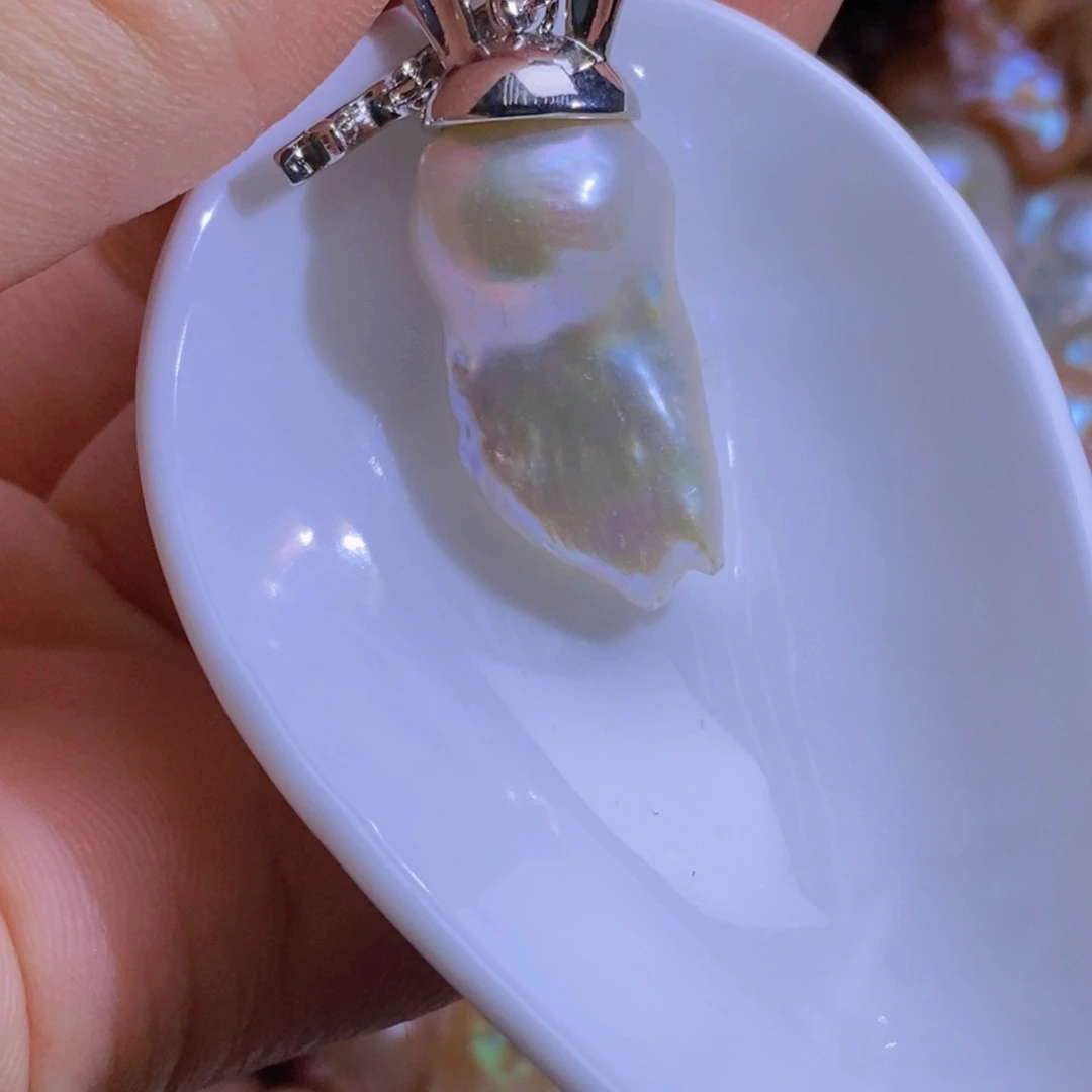 银S925镶嵌淡水珍珠微瑕