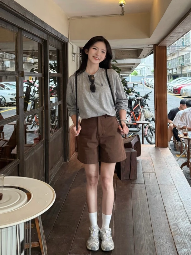 DDY～老钱风系列/高级感天丝棉休闲4分短裤女款爆款2025新款