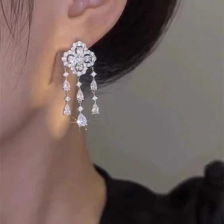 合金锆石耳饰 E12625 江生生 【世纪之花】锆石耳环