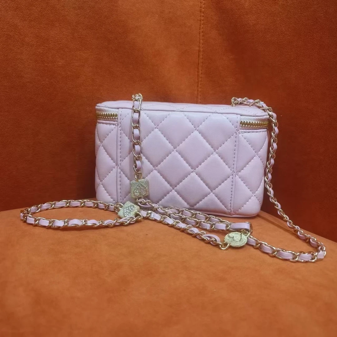 时尚新款真皮女包斜挎包化妆盒 0451 粉色