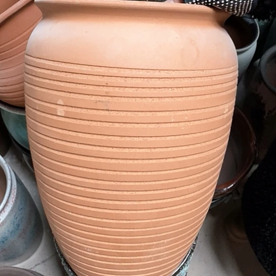 紫砂花盆口26高41，红陶