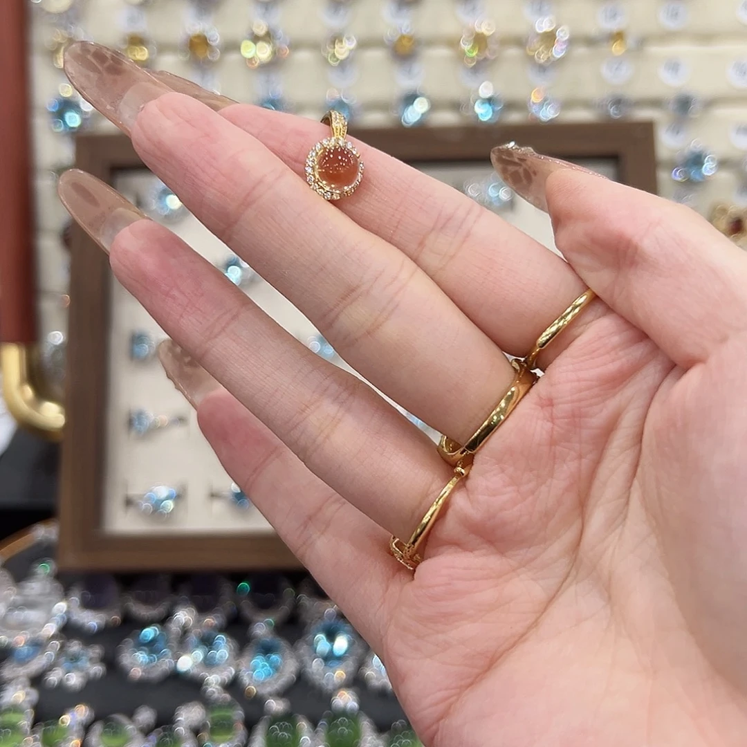 旅***途黄晶戒指银S925镀金镶嵌