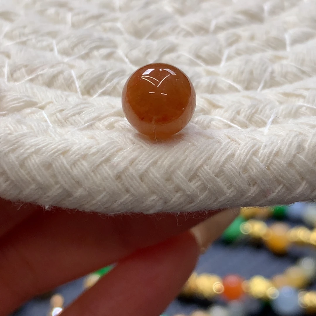 定制翡翠未镶嵌 毛货抛光定制 橘红彩 卡8.7 买断