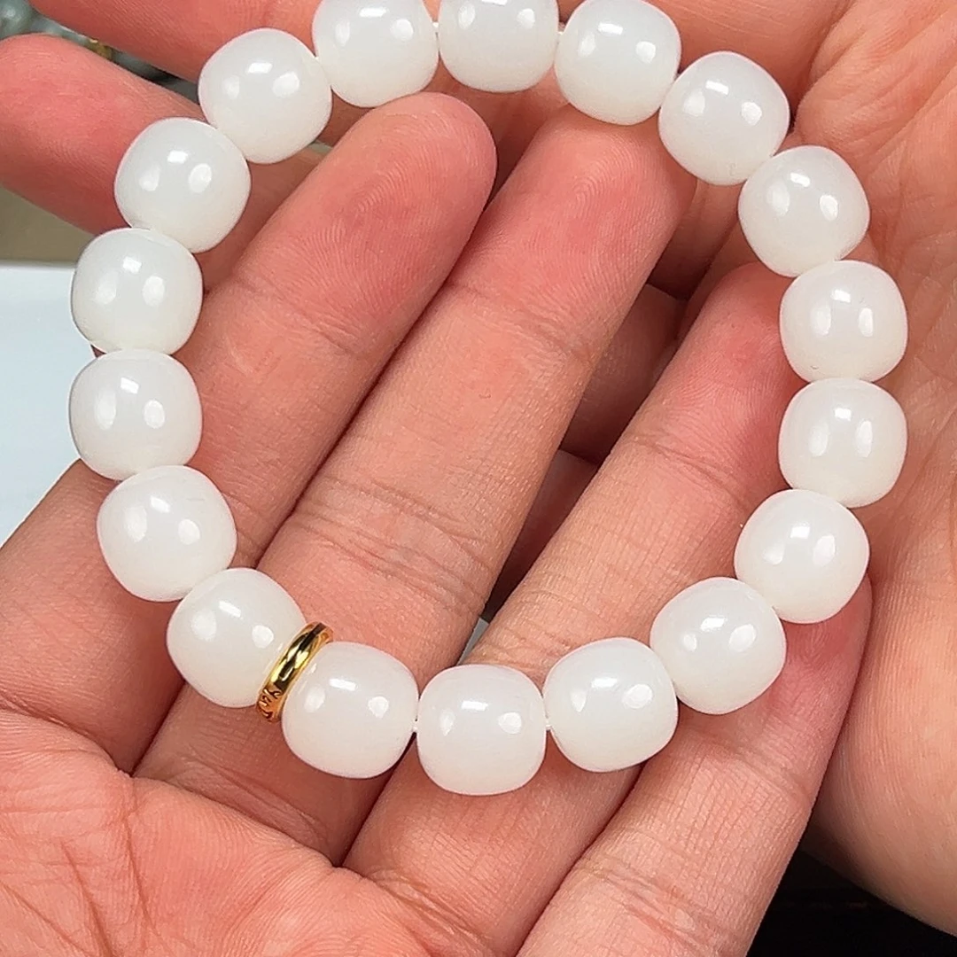 和田玉未镶嵌手链卡12mm藏物于田