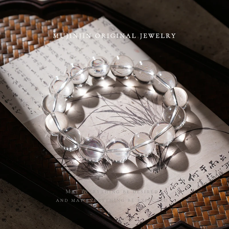 天然白水晶手串女款生日小众礼物时尚珠宝饰品串珠手链