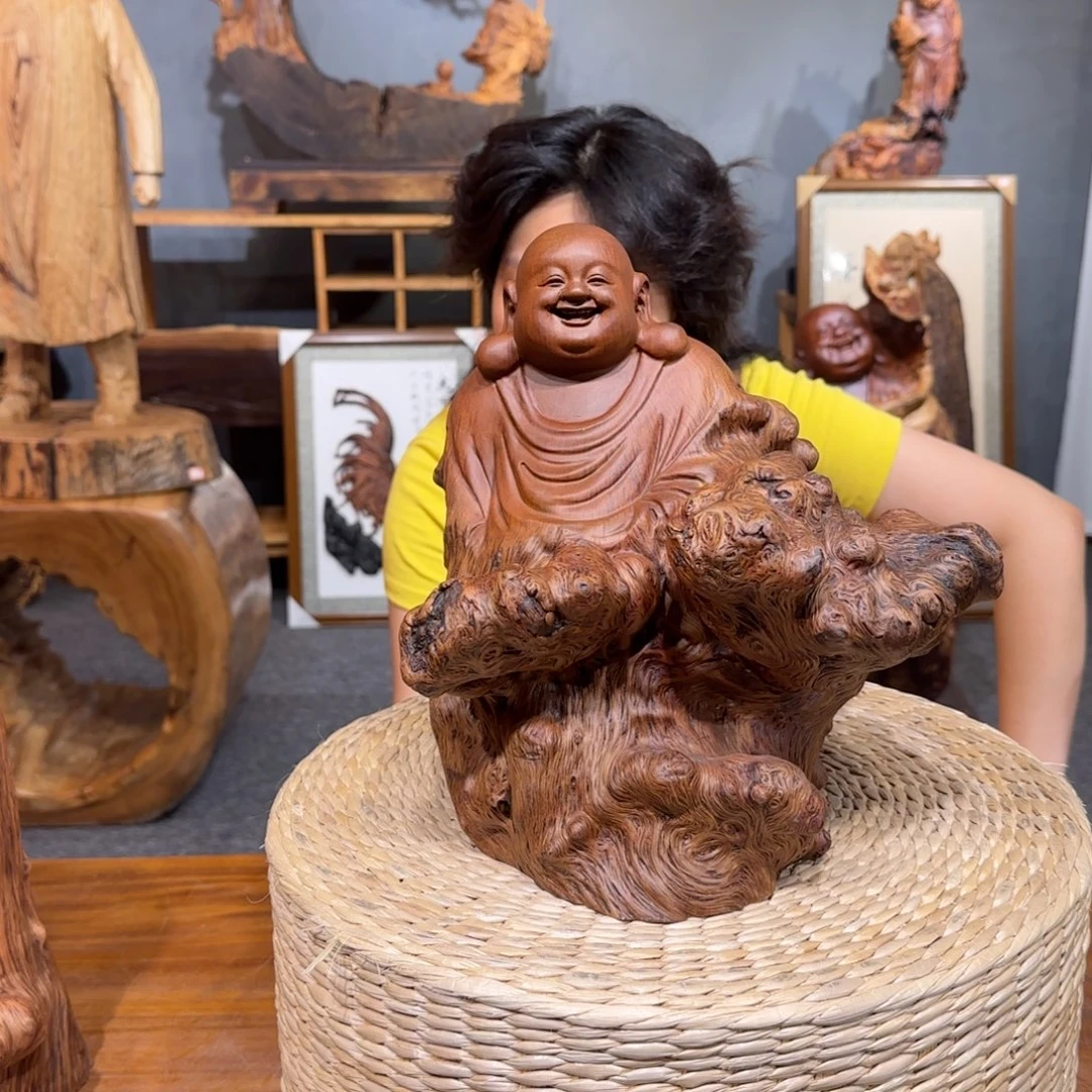 木娑罗木弥勒佛摆件