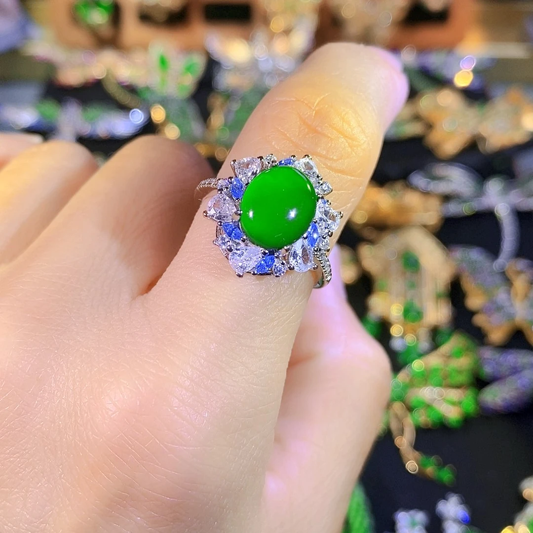 颈饰银S925镶嵌翡翠