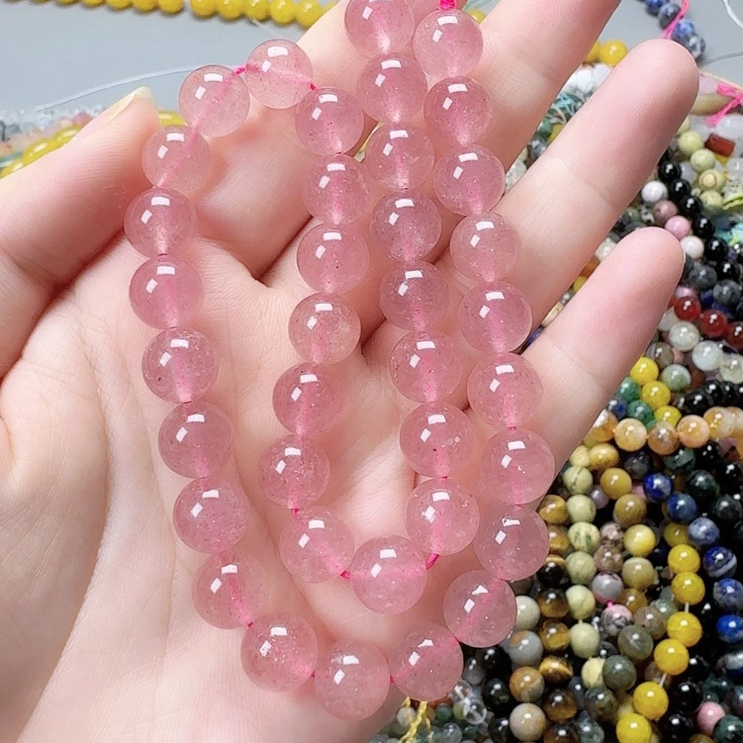 玛瑙/玉髓未镶嵌珠宝半成品卡10冰种草莓晶一条