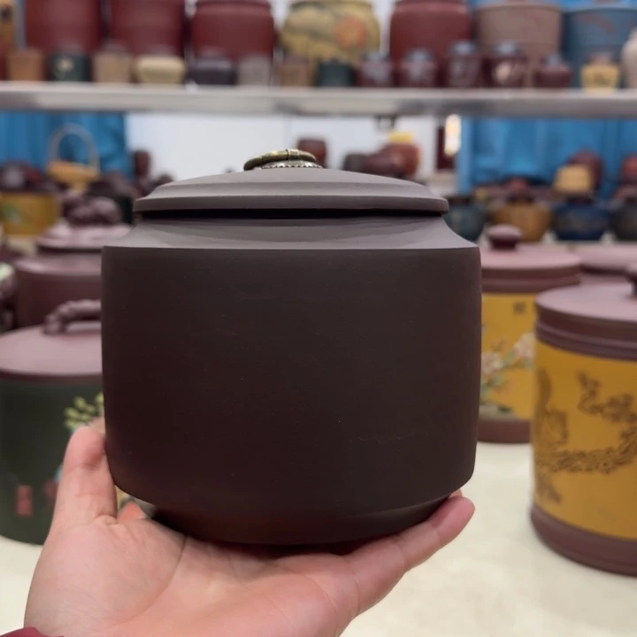 紫砂茶叶罐清仓价半斤五月光素