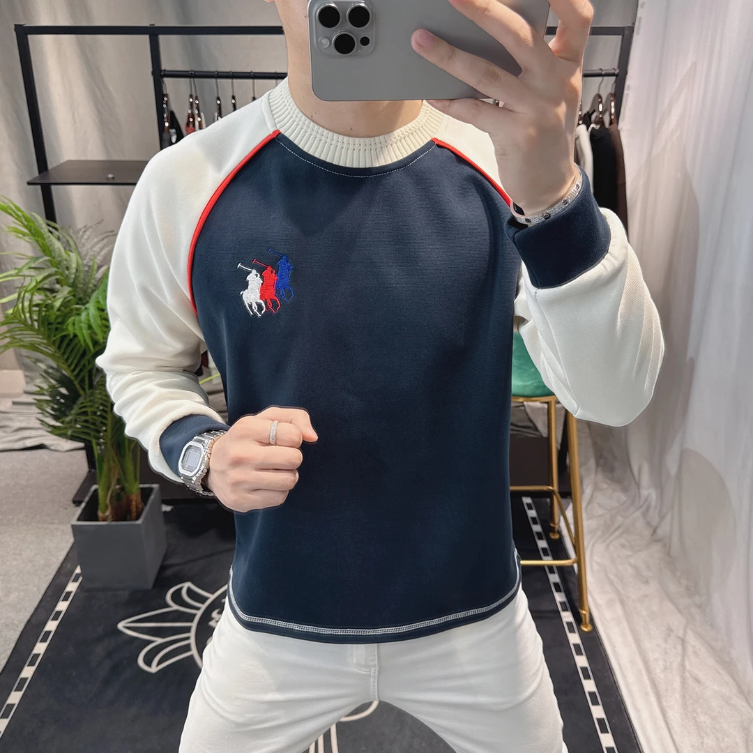 欧洲站大牌刺绣卫衣男2025冬季新款时尚轻奢欧货上衣男士高档长袖