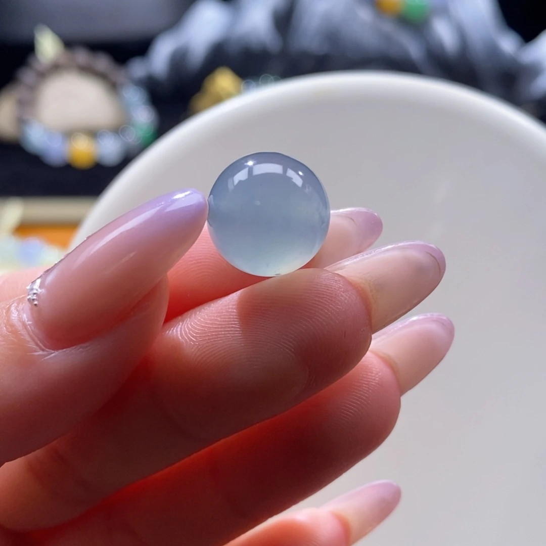 颈饰未镶嵌翡翠翡翠冰胶海水蓝珠13.3mm