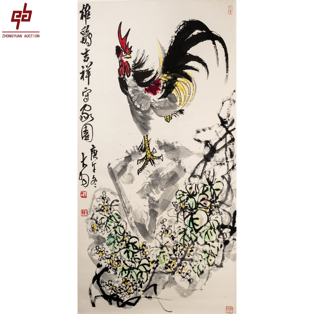 "lot6978 陈大羽 花鸟 轴 68cm*138cm约8.4平尺"