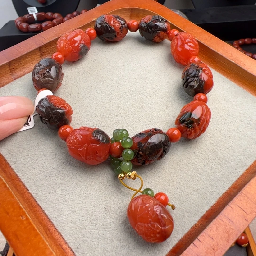 南红玛瑙未镶嵌（保山山水手串12-13）