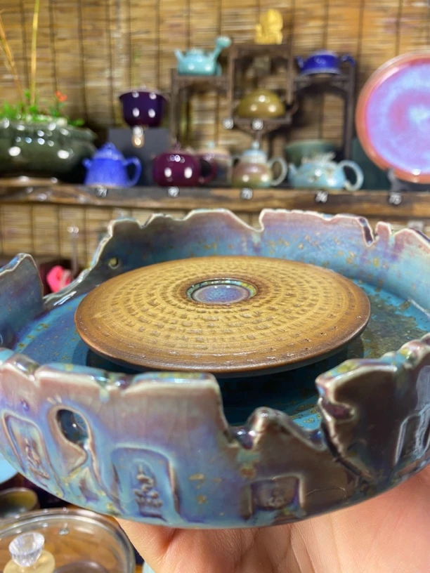 高超钧窑-壶承纯手工雕刻炭烧