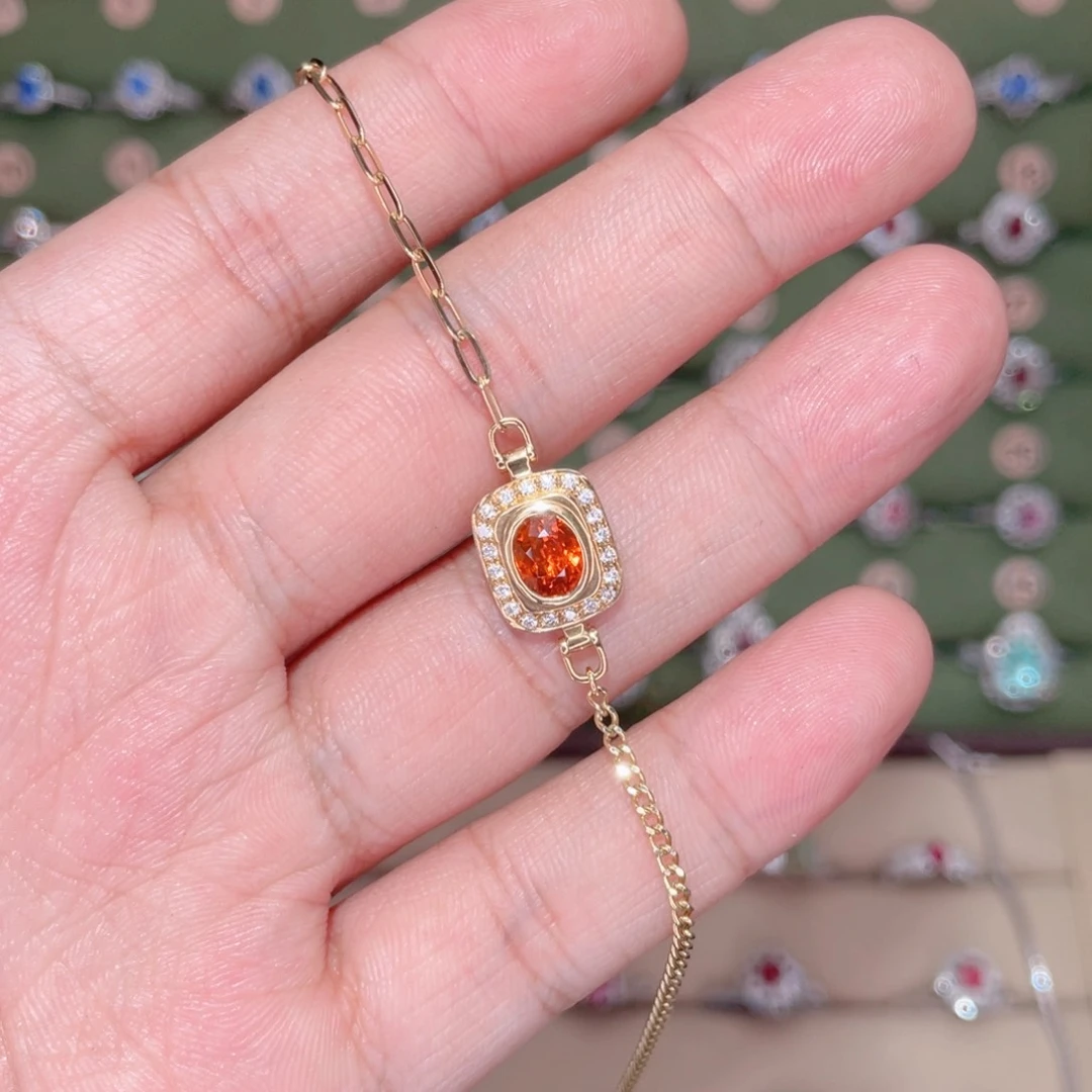 手链18K金镶嵌石榴石（芬达石）f***?1.35ct