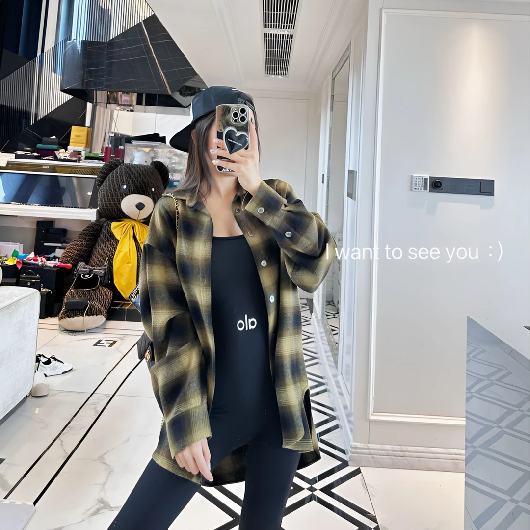 宽松慵懒风格子衬衫