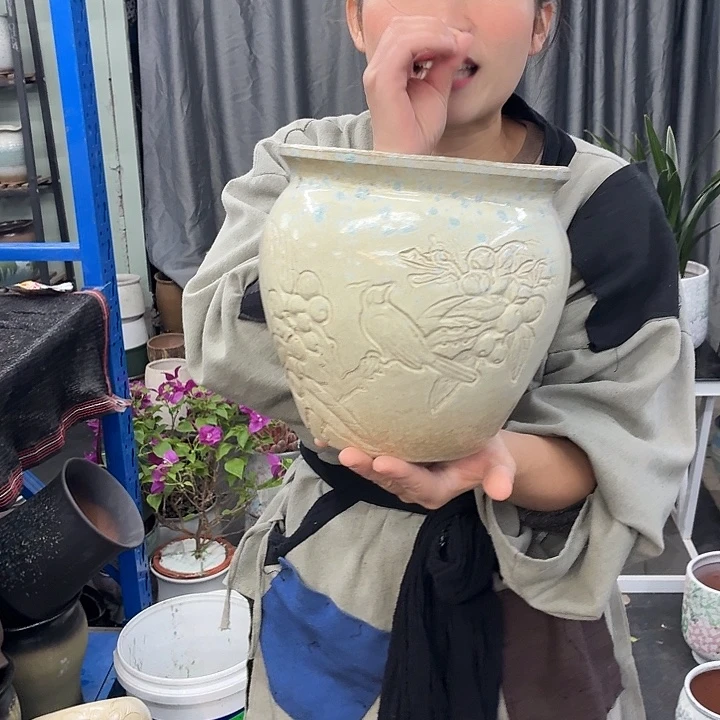 19×19 -粗陶花盆有孔-买买买