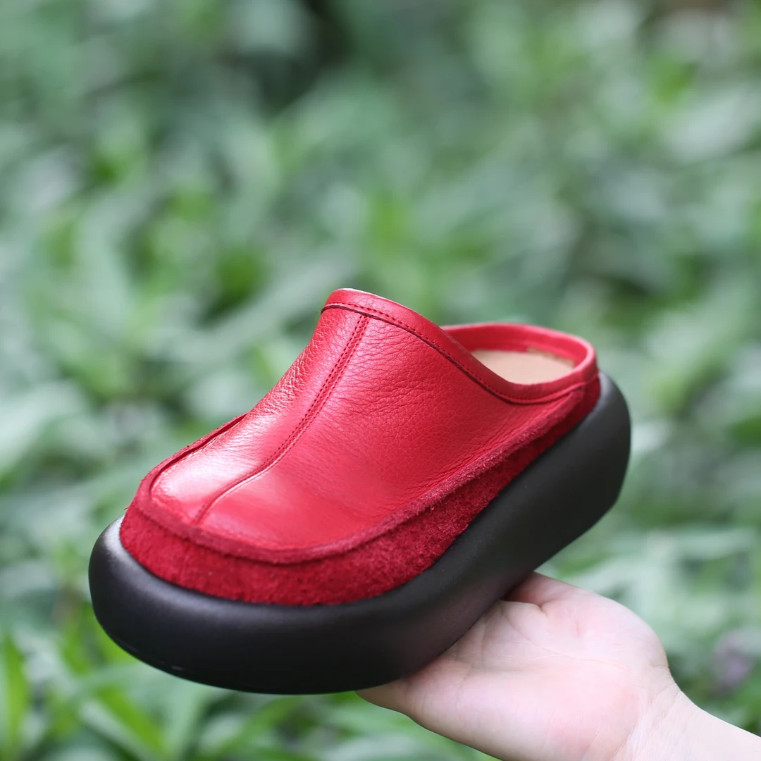 广州高端头层牛皮娃娃头皮拖999-13