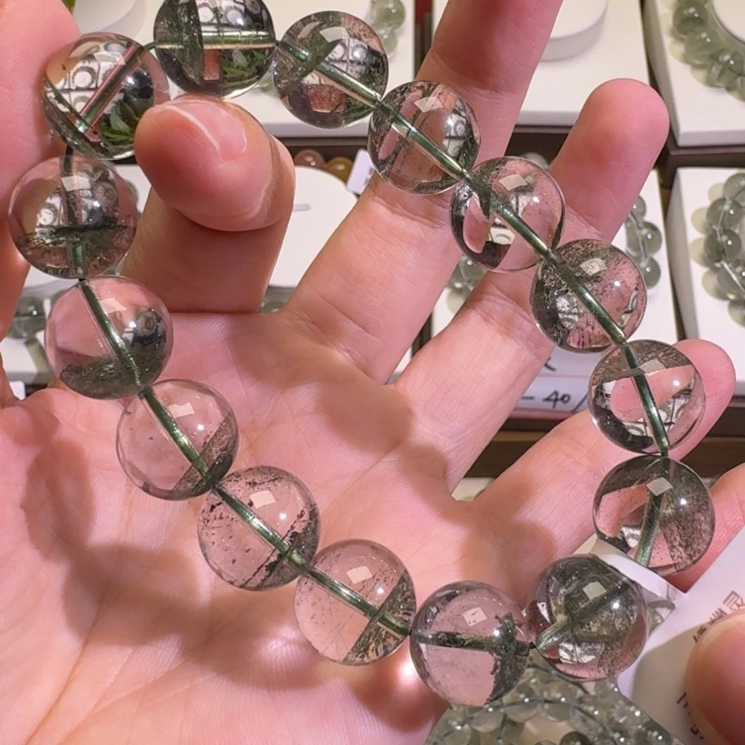 水晶手链未镶嵌巴西绿幽灵13.5mm