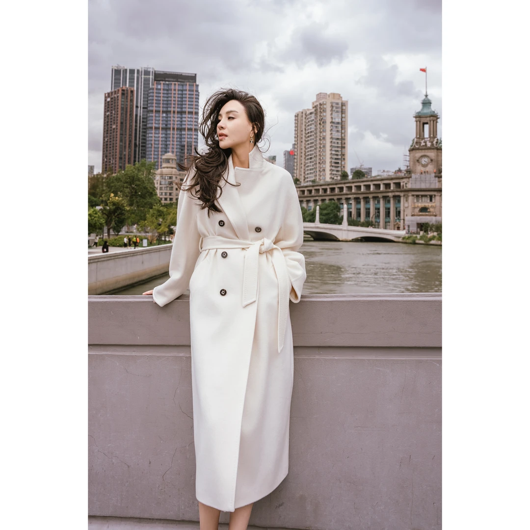 【余书】“科莫旧梦”系列重磅肌理感长款风衣/大衣外套Y304172