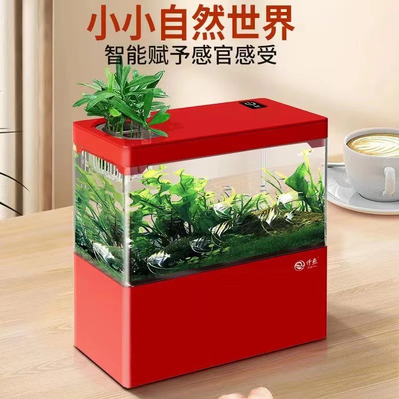 仟鱼循环鱼缸亚克力迷你小型造景桌面斗鱼缸底滤免换水生态水族箱