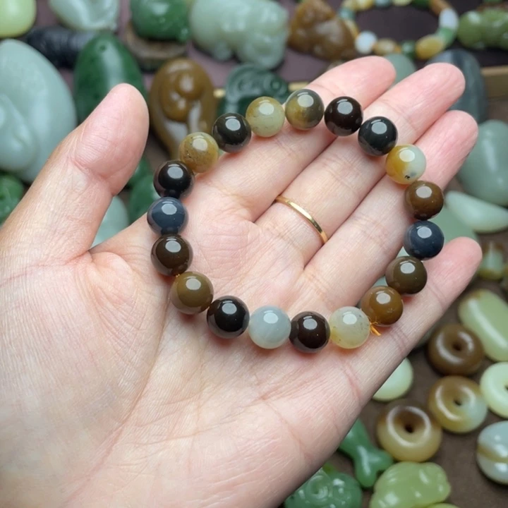 【闪购商品】未镶嵌手链和田玉（糖玉）卡10楼兰手串