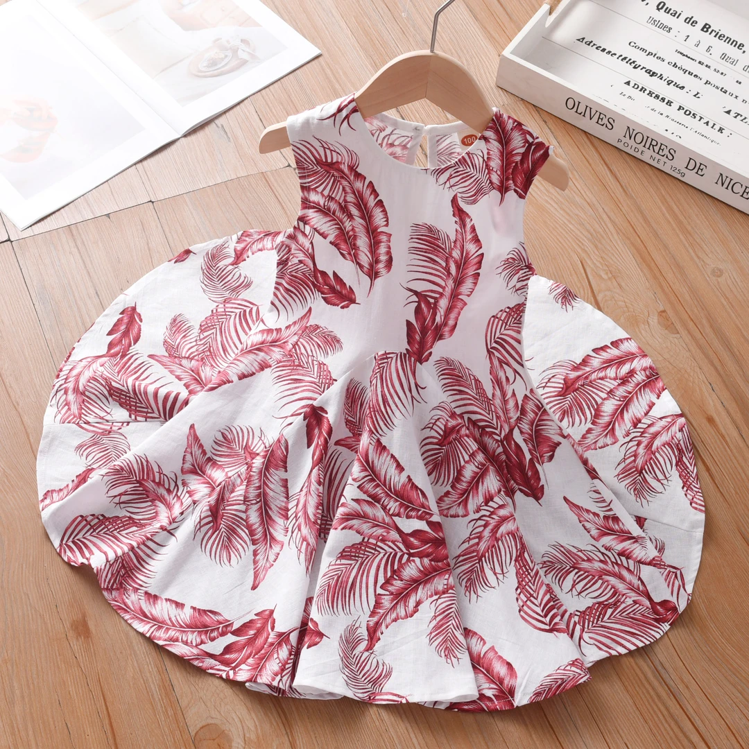 女童夏季背心连衣裙女孩无袖休闲裙儿童百搭裙中小童亚麻公主裙夏