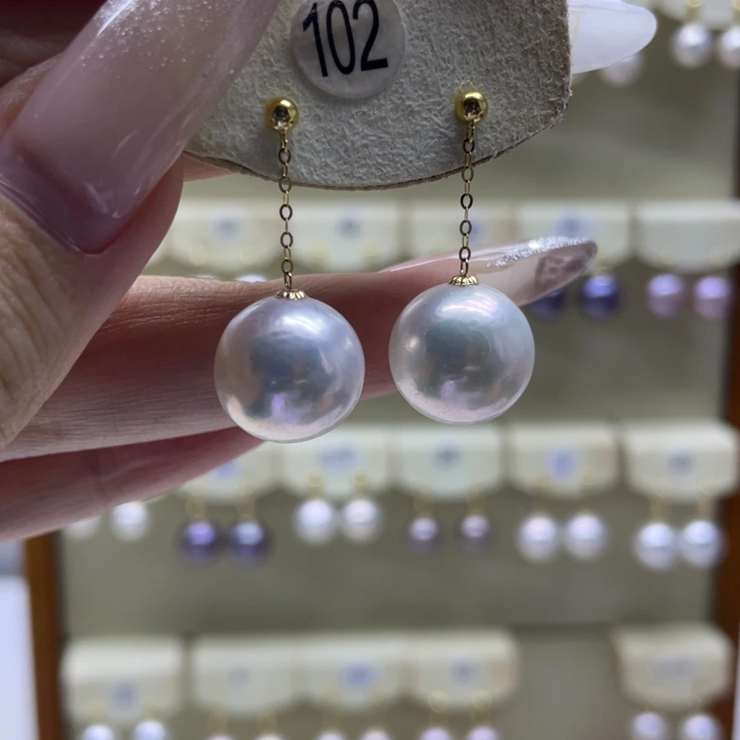 淡水珍珠耳饰18K金镶嵌