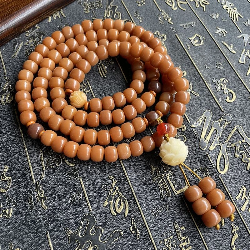 【糖霜沁月】文玩菩提手串天然手工白玉菩提108颗男女黄菩提根手串